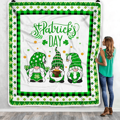 Cute Gnomes St Patrick's Fleece Blanket