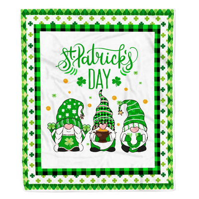 Cute Gnomes St Patrick's Fleece Blanket