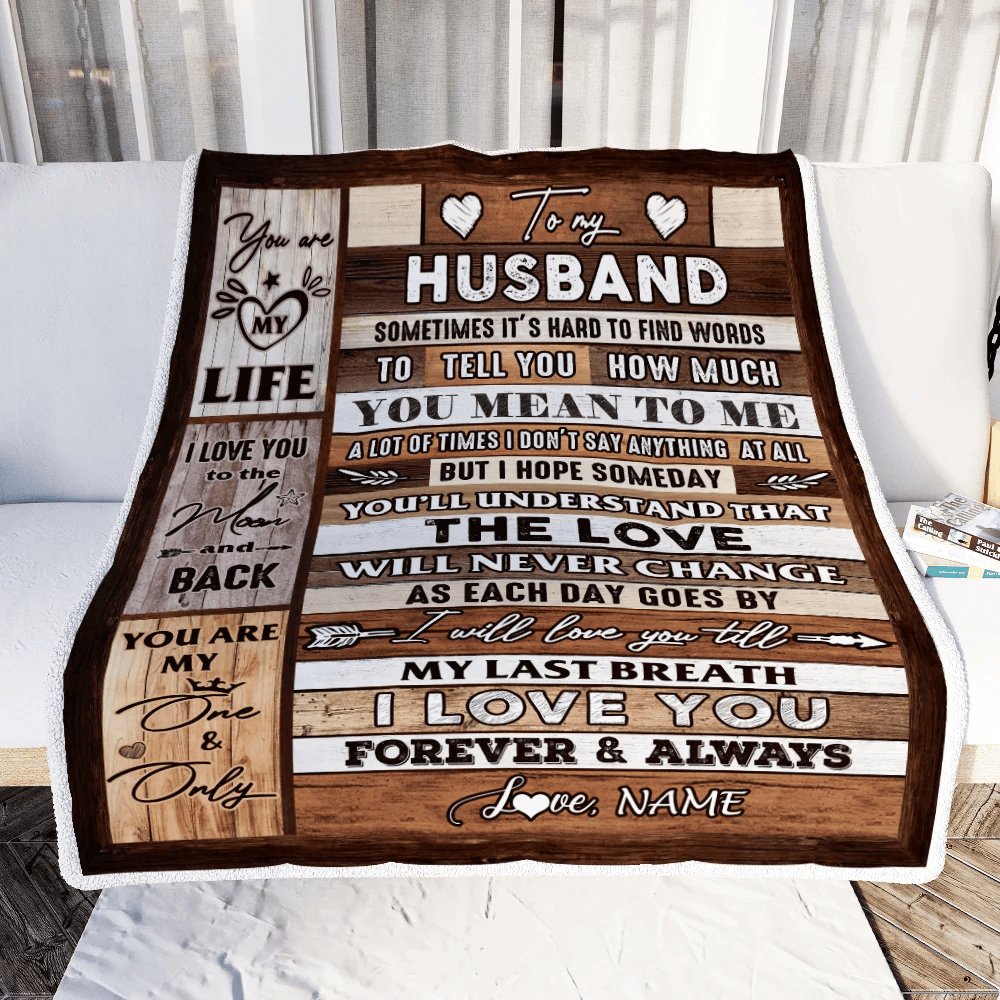 Personalized To My Husband Blanket From Wife Wood You Meaning To Me Love You Husband Anniversary Valentines Day For Her Wedding Christmas Fleece Throw Blanket