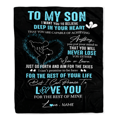 Personalized To My Son Blanket From Mom Promise To Love You Son Birthday Graduation Christmas Customized Bed Fleece Throw Blanket