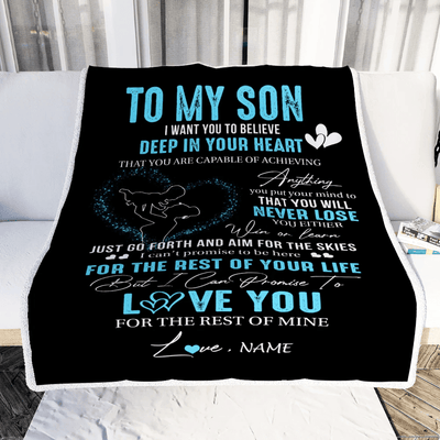 Personalized To My Son Blanket From Mom Promise To Love You Son Birthday Graduation Christmas Customized Bed Fleece Throw Blanket
