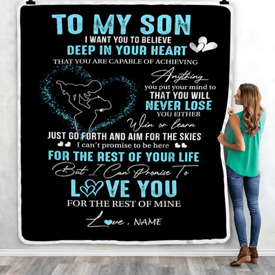 Personalized To My Son Blanket From Mom Promise To Love You Son Birthday Graduation Christmas Customized Bed Fleece Throw Blanket