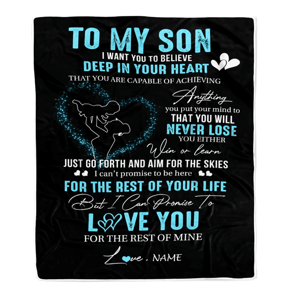 Personalized To My Son Blanket From Mom Promise To Love You Son Birthday Graduation Christmas Customized Bed Fleece Throw Blanket