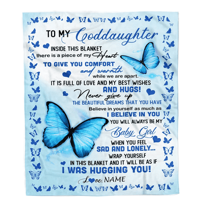 Personalized To My Goddaughter Blanket From Godmother Butterfly In Side This Blanket Blanket Birthday Graduation Christmas Customized Fleece Throw Blanket