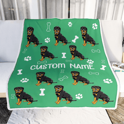 Personalized Custom Rottweiler Blanket for Dog Mother Mom Dog Father Dad Dog Lover for Women Men Boy Girl Birthday Christmas Customized Bed Fleece Throw Blanket