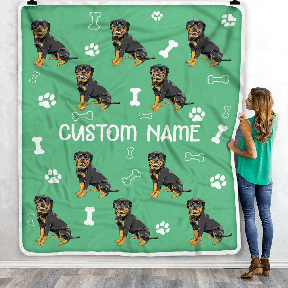 Personalized Custom Rottweiler Blanket for Dog Mother Mom Dog Father Dad Dog Lover for Women Men Boy Girl Birthday Christmas Customized Bed Fleece Throw Blanket