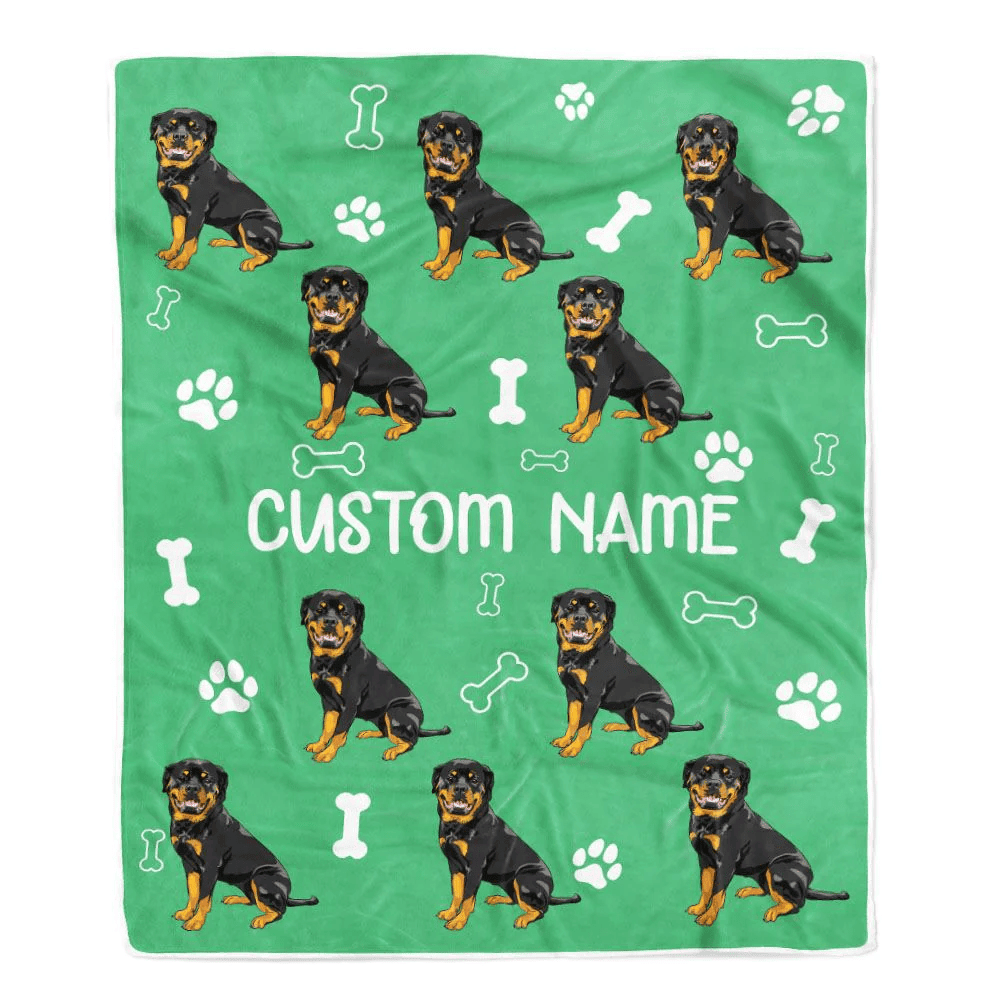 Personalized Custom Rottweiler Blanket for Dog Mother Mom Dog Father Dad Dog Lover for Women Men Boy Girl Birthday Christmas Customized Bed Fleece Throw Blanket
