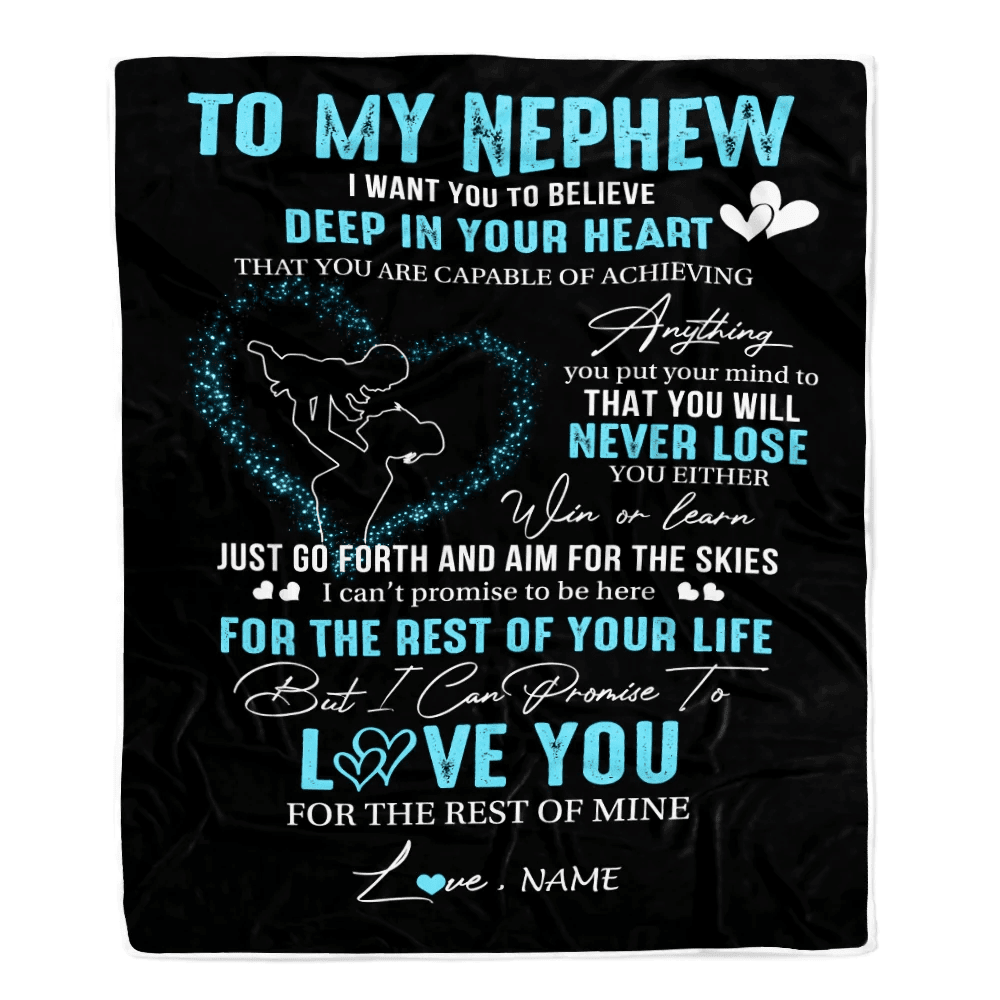 Personalized To My Nephew Blanket From Aunt Auntie Promise To Love You Nephew Birthday Graduation Christmas Customized Bed Fleece Throw Blanket