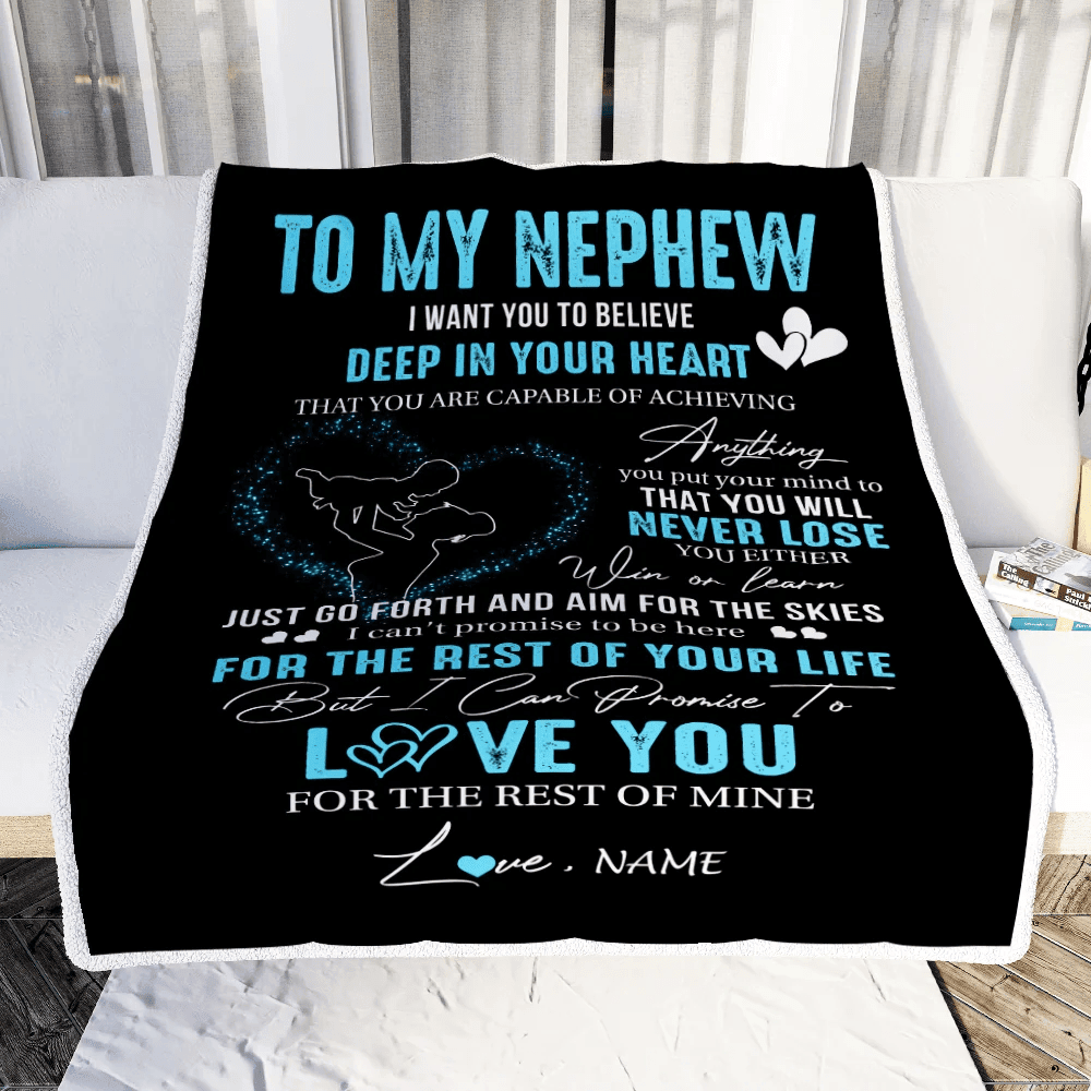 Personalized To My Nephew Blanket From Aunt Auntie Promise To Love You Nephew Birthday Graduation Christmas Customized Bed Fleece Throw Blanket