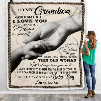 Personalized To My Grandson From Grandma Nana Never Forget That I Love You Great Birthday Thanksgiving Graduation Christmas Bed Quilt Fleece Throw Blanket