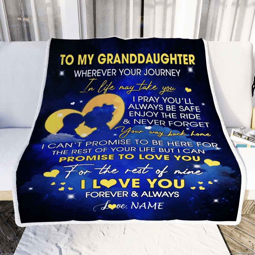 Personalized To My Granddaughter Blanket From Grandma Gigi Wherever Your Journey Granddaughter Birthday Graduation Christmas Customized Fleece Throw Blanket