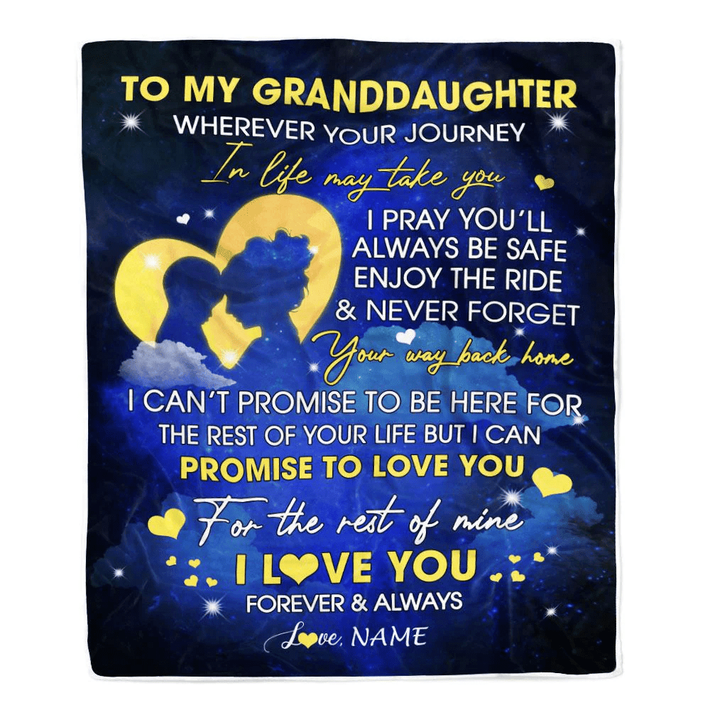 Personalized To My Granddaughter Blanket From Grandma Gigi Wherever Your Journey Granddaughter Birthday Graduation Christmas Customized Fleece Throw Blanket