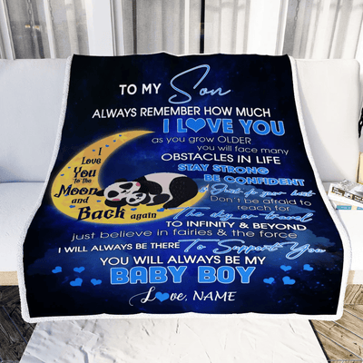Personalized To My Son I Love You Forever From Mom Dad Panda Son Birthday Christmas Thanksgiving Graduation Customized Fleece Blanket