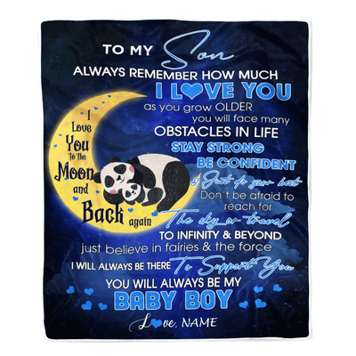 Personalized To My Son I Love You Forever From Mom Dad Panda Son Birthday Christmas Thanksgiving Graduation Customized Fleece Blanket