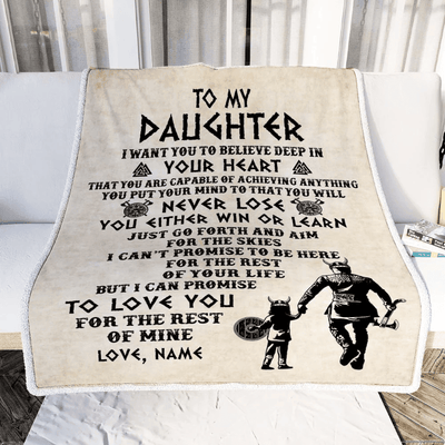Personalized To My Daughter Blanket From Dad Father You Will Never Lose Viking Daughter Birthday Graduation Christmas Customized Fleece Throw Blanket