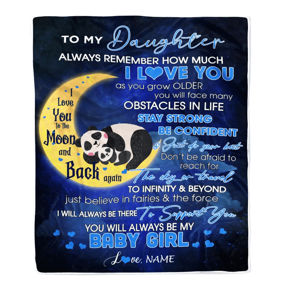 Personalized To My Daughter I Love You Forever From Mom Dad Panda Daughter Birthday Christmas Thanksgiving Graduation Customized Fleece Blanket