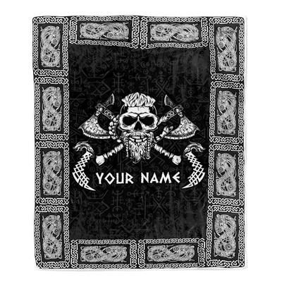 Personalized Custom Name Viking Odin God Celtic Scandinavian Norse Runes For Men Women Mom Dad Lovers Birthday Christmas Bed Quilt Fleece Throw Blanket
