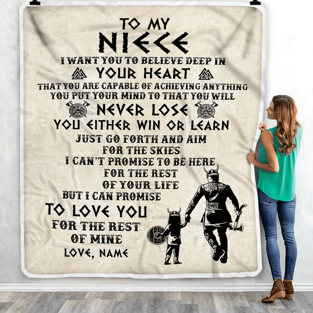 Personalized To My Niece Blanket From Uncle You Will Never Lose Viking Niece Birthday Graduation Christmas Customized Fleece Throw Blanket