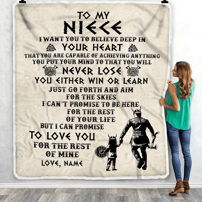 Personalized To My Niece Blanket From Uncle You Will Never Lose Viking Niece Birthday Graduation Christmas Customized Fleece Throw Blanket