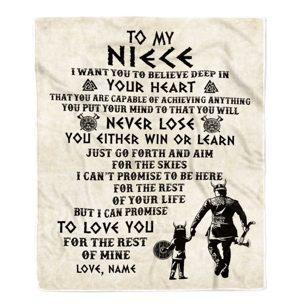 Personalized To My Niece Blanket From Uncle You Will Never Lose Viking Niece Birthday Graduation Christmas Customized Fleece Throw Blanket