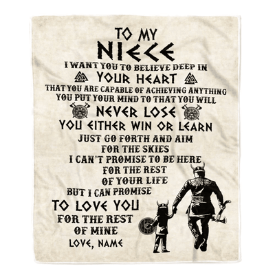 Personalized To My Niece Blanket From Uncle You Will Never Lose Viking Niece Birthday Graduation Christmas Customized Fleece Throw Blanket