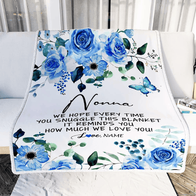 Personalized To My Nonna Blanket From Grandkids Floral How Much We Love You Nonna Birthday Mothers Day Christmas Customized Fleece Throw Blanket
