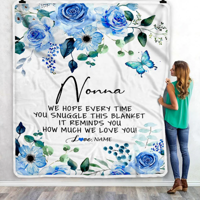 Personalized To My Nonna Blanket From Grandkids Floral How Much We Love You Nonna Birthday Mothers Day Christmas Customized Fleece Throw Blanket