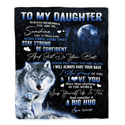 Personalized To My Daughter Wolf Blanket From Mom Dad Mother Always Remember Daughter Birthday Travel Graduation Christmas Customized Fleece Throw Blanket