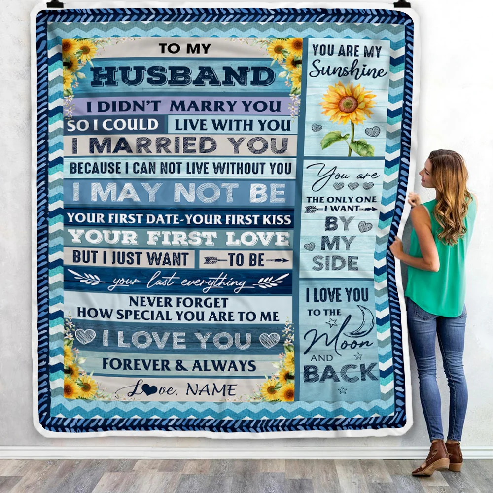 Personalized To My Husband Blankets From Wife I Could Live With You I Married You I Love You Birthday Wedding Anniversary Christmas Customized Fleece Blanket