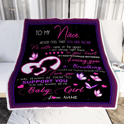 Personalized To My Niece Blanket from Aunt Auntie You Will Always Be My Baby Girl Butterfly Niece Birthday Christmas Customized Fleece Blanket