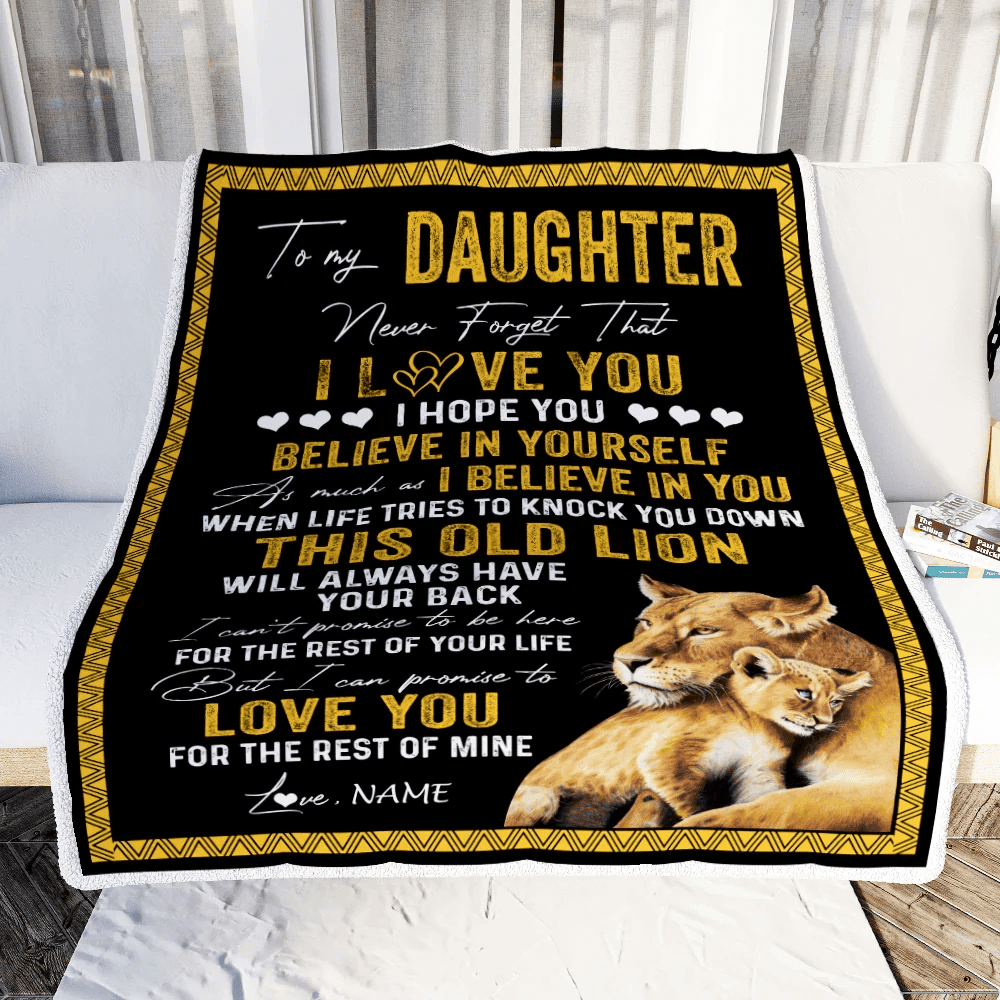 Personalized To My Daughter Blanket From Mom This Old Lion Love You Daughter Birthday Graduation Christmas Customized Fleece Blanket