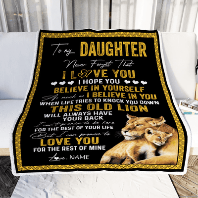 Personalized To My Daughter Blanket From Mom This Old Lion Love You Daughter Birthday Graduation Christmas Customized Fleece Blanket