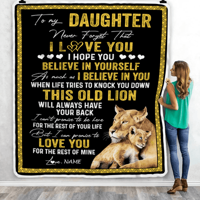 Personalized To My Daughter Blanket From Mom This Old Lion Love You Daughter Birthday Graduation Christmas Customized Fleece Blanket