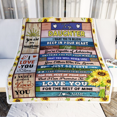 Personalized To My Daughter Blanket From Mom Mother Dad Believe Deep In Your Heart Daughter Birthday Graduation Christmas Customized Fleece Throw Blanket