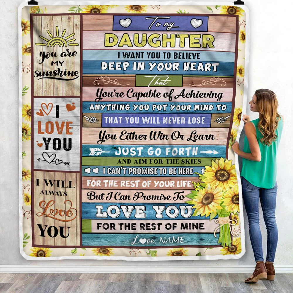 Personalized To My Daughter Blanket From Mom Mother Dad Believe Deep In Your Heart Daughter Birthday Graduation Christmas Customized Fleece Throw Blanket
