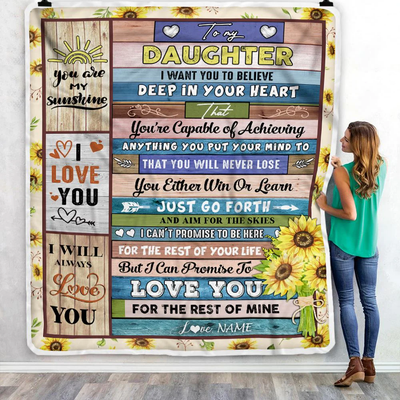 Personalized To My Daughter Blanket From Mom Mother Dad Believe Deep In Your Heart Daughter Birthday Graduation Christmas Customized Fleece Throw Blanket