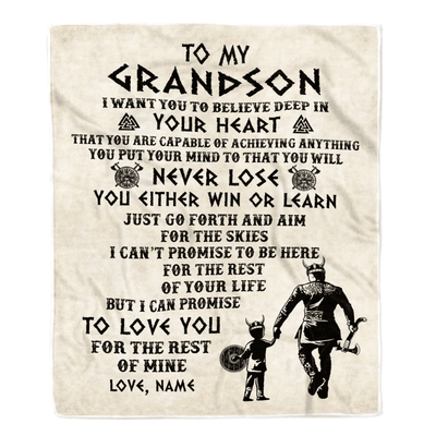 Personalized To My Grandson Blanket From Grandpa Pops You Will Never Lose Viking Grandson Birthday Graduation Christmas Customized Fleece Blanket