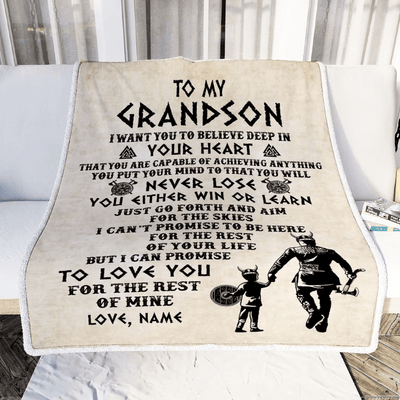 Personalized To My Grandson Blanket From Grandpa Pops You Will Never Lose Viking Grandson Birthday Graduation Christmas Customized Fleece Blanket