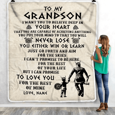 Personalized To My Grandson Blanket From Grandpa Pops You Will Never Lose Viking Grandson Birthday Graduation Christmas Customized Fleece Blanket