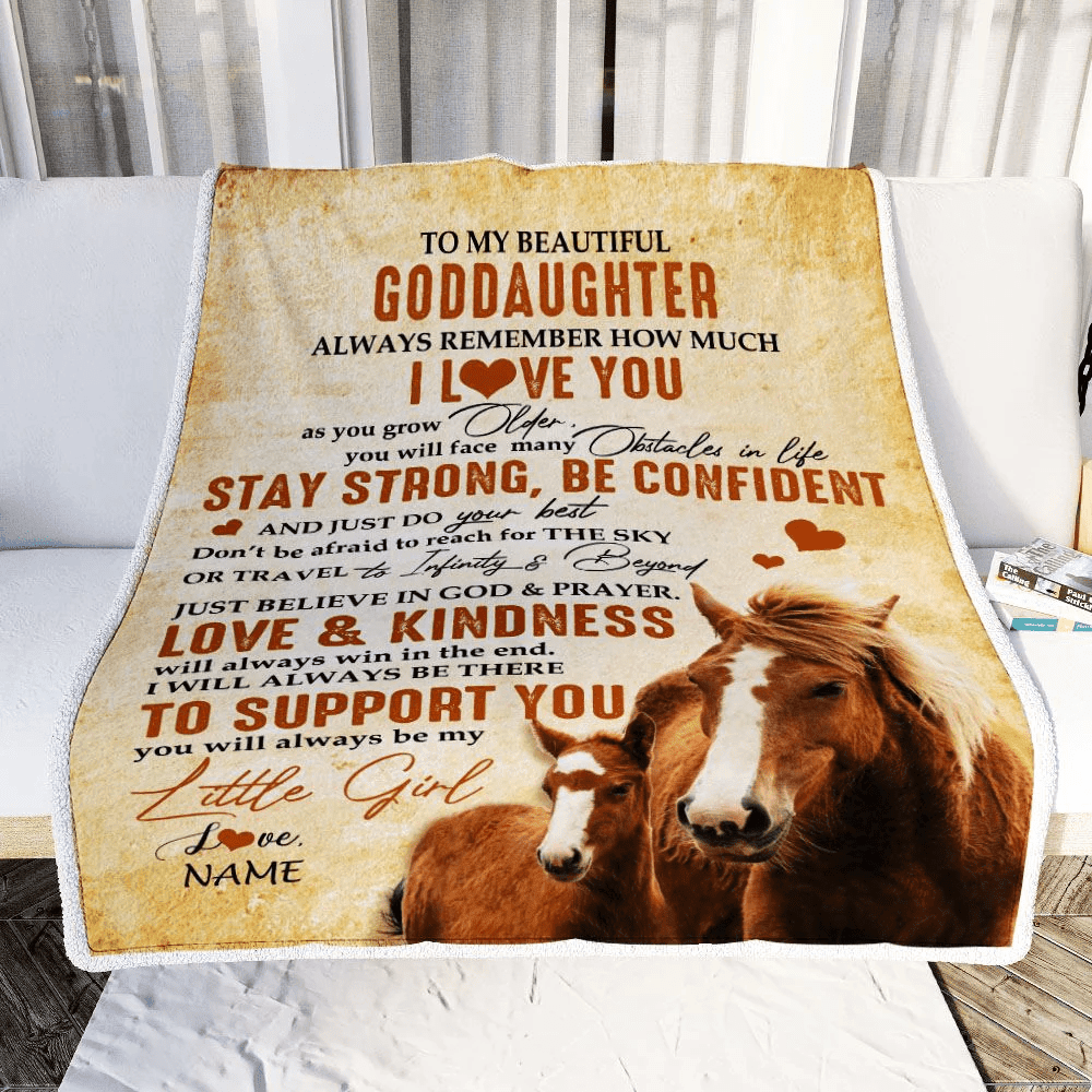Personalized To My Goddaughter Blanket From Godmother Aunt Always Remember I Love You Horse Goddaughter Birthday Graduation Christmas Customized Fleece Blanket