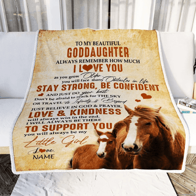 Personalized To My Goddaughter Blanket From Godmother Aunt Always Remember I Love You Horse Goddaughter Birthday Graduation Christmas Customized Fleece Blanket
