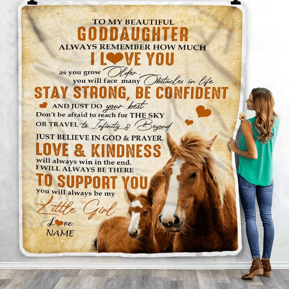 Personalized To My Goddaughter Blanket From Godmother Aunt Always Remember I Love You Horse Goddaughter Birthday Graduation Christmas Customized Fleece Blanket