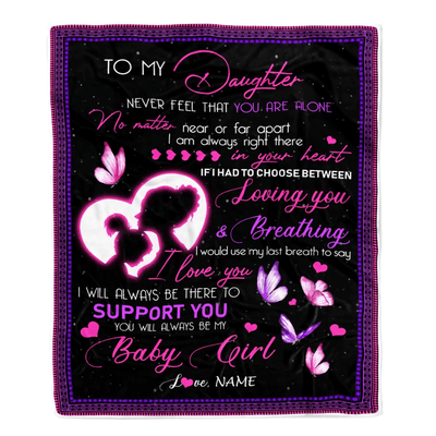 Personalized To My Daughter Blanket from Mom You Will Always Be My Baby Girl Butterfly Daughter Birthday Christmas Customized Fleece Blanket