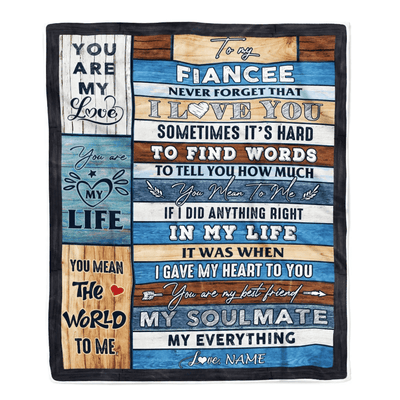 Personalized To My Fiancee Blanket Never Forget I Love You Fiancee Birthday Anniversary Wedding Valentine's Day Christmas Customized Bed Fleece Blanket