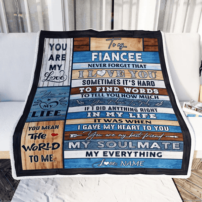 Personalized To My Fiancee Blanket Never Forget I Love You Fiancee Birthday Anniversary Wedding Valentine's Day Christmas Customized Bed Fleece Blanket