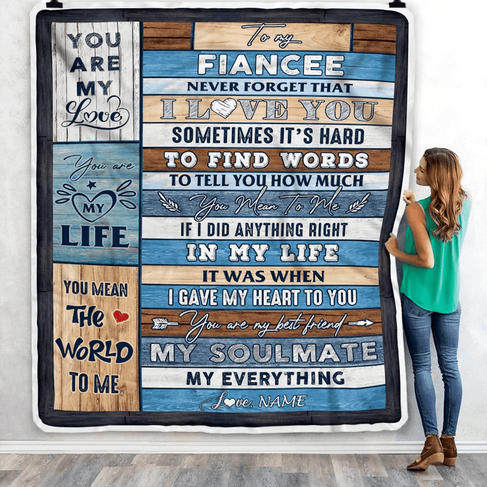 Personalized To My Fiancee Blanket Never Forget I Love You Fiancee Birthday Anniversary Wedding Valentine's Day Christmas Customized Bed Fleece Blanket
