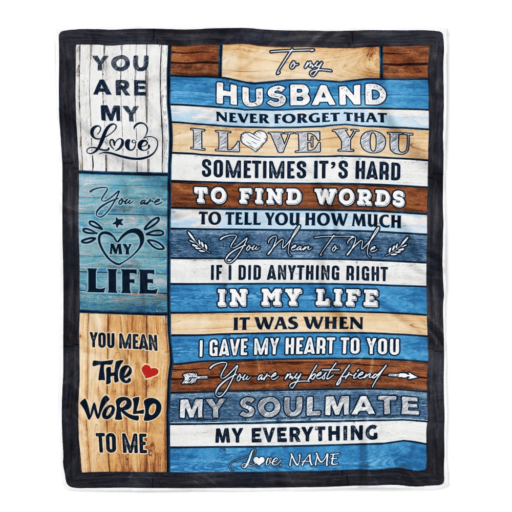 Personalized To My Husband Blanket From Wife Never Forget I Love You Husband Birthday Anniversary Valentines Day Christmas Customized Fleece Throw Blanket