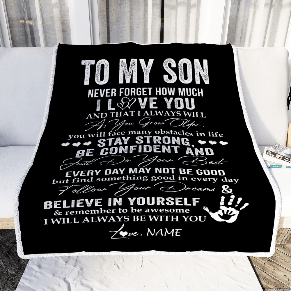 Personalized To My Son I Love You Forever From Mom Dad Son Birthday Christmas Thanksgiving Graduation Customized Fleece Blanket