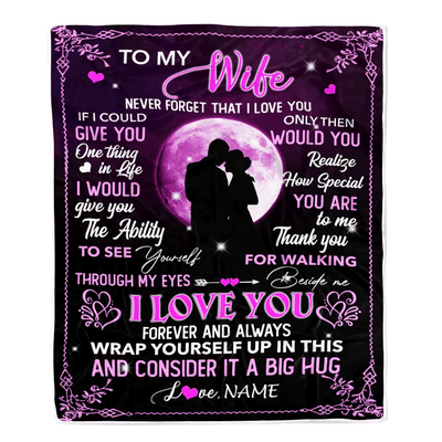 Personalized To My Wife Blanket From Husband I Love You Forever And Always Wife Valentine Christmas Wedding Anniversary Customized Fleece Blanket