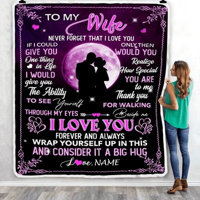 Personalized To My Wife Blanket From Husband I Love You Forever And Always Wife Valentine Christmas Wedding Anniversary Customized Fleece Blanket